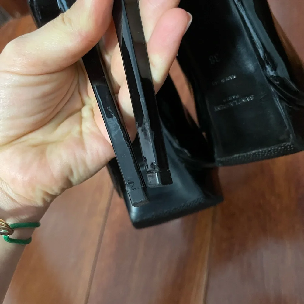 Yves Saint Laurent Black Patent Leather Platform Stiletto Pumps